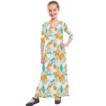 Design Pattern Seamless Tropical Kids  Quarter Sleeve Maxi Dress
