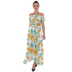 Off Shoulder Open Front Chiffon Dress 