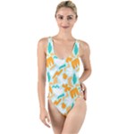 Design Pattern Seamless Tropical High Leg Strappy Swimsuit