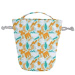 Design Pattern Seamless Tropical Drawstring Bucket Bag