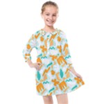 Design Pattern Seamless Tropical Kids  Quarter Sleeve Shirt Dress
