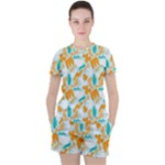 Design Pattern Seamless Tropical Women s T-Shirt and Shorts Set