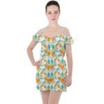 Design Pattern Seamless Tropical Ruffle Cut Out Chiffon Playsuit