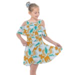 Design Pattern Seamless Tropical Kids  Shoulder Cutout Chiffon Dress