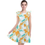 Design Pattern Seamless Tropical Tie Up Tunic Dress