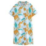 Design Pattern Seamless Tropical Kids  Boyleg Half Suit Swimwear