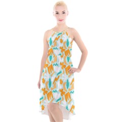 High-Low Halter Chiffon Dress  