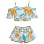 Design Pattern Seamless Tropical Kids  Off Shoulder Skirt Bikini