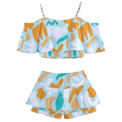 Kids  Off Shoulder Skirt Bikini 