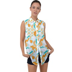 Sleeveless Chiffon Button Shirt 