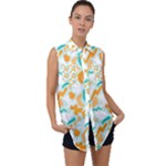 Design Pattern Seamless Tropical Sleeveless Chiffon Button Shirt