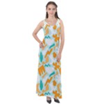 Design Pattern Seamless Tropical Sleeveless Velour Maxi Dress
