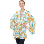 Design Pattern Seamless Tropical Long Sleeve Velvet Kimono 