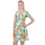 Design Pattern Seamless Tropical Cap Sleeve Velour Dress 