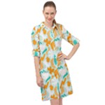 Design Pattern Seamless Tropical Long Sleeve Mini Shirt Dress