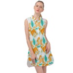 Design Pattern Seamless Tropical Sleeveless Shirt Dress