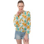 Design Pattern Seamless Tropical Banded Bottom Chiffon Top
