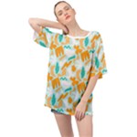 Design Pattern Seamless Tropical Oversized Chiffon Top