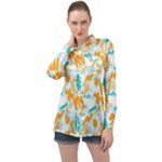Design Pattern Seamless Tropical Long Sleeve Satin Shirt