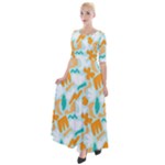 Design Pattern Seamless Tropical Half Sleeves Maxi Dress