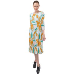 Ruffle End Midi Chiffon Dress 