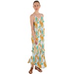 Design Pattern Seamless Tropical Cami Maxi Ruffle Chiffon Dress