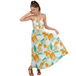 Design Pattern Seamless Tropical Backless Maxi Beach Dress
