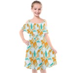 Design Pattern Seamless Tropical Kids  Cut Out Shoulders Chiffon Dress