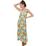 Design Pattern Seamless Tropical V-Neck Chiffon Maxi Dress