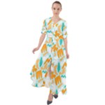 Design Pattern Seamless Tropical Waist Tie Boho Maxi Dress