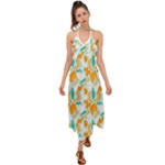Design Pattern Seamless Tropical Halter Tie Back Dress 