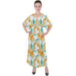 Design Pattern Seamless Tropical V-Neck Boho Style Maxi Dress