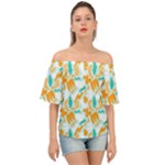 Design Pattern Seamless Tropical Off Shoulder Short Sleeve Top