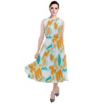 Design Pattern Seamless Tropical Round Neck Boho Dress
