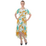 Design Pattern Seamless Tropical Front Wrap High Low Dress