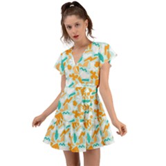 Flutter Sleeve Wrap Dress 