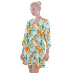 Open Neck Shift Dress 