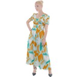 Design Pattern Seamless Tropical Button Up Short Sleeve Maxi Dress