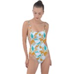 Design Pattern Seamless Tropical Tie Strap One Piece Swimsuit