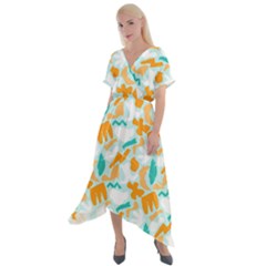 Cross Front Sharkbite Hem Maxi Dress 