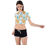 Design Pattern Seamless Tropical Tie Back Short Sleeve Crop T-Shirt