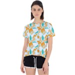 Design Pattern Seamless Tropical Open Back Sport T-Shirt