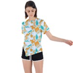 Design Pattern Seamless Tropical Asymmetrical Short Sleeve Sports T-Shirt