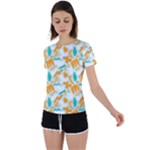 Design Pattern Seamless Tropical Back Circle Cutout Sports T-Shirt