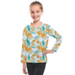 Design Pattern Seamless Tropical Kids  Long Mesh T-Shirt