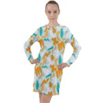 Design Pattern Seamless Tropical Long Sleeve Hoodie Dress