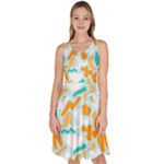 Design Pattern Seamless Tropical Knee Length Skater Dress With Pockets