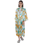 Design Pattern Seamless Tropical Maxi Satin Kimono