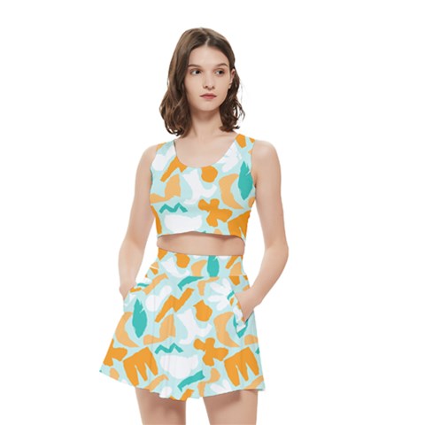 Design Pattern Seamless Tropical Women s Crop Top Pleated Skater Rave Skirt from ArtsNow.com
