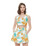 Design Pattern Seamless Tropical Women s Crop Top Pleated Skater Rave Skirt